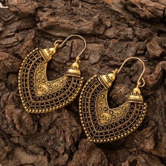 BOHO GOLD DROP EARRINGS  - Picture 1 of 4
